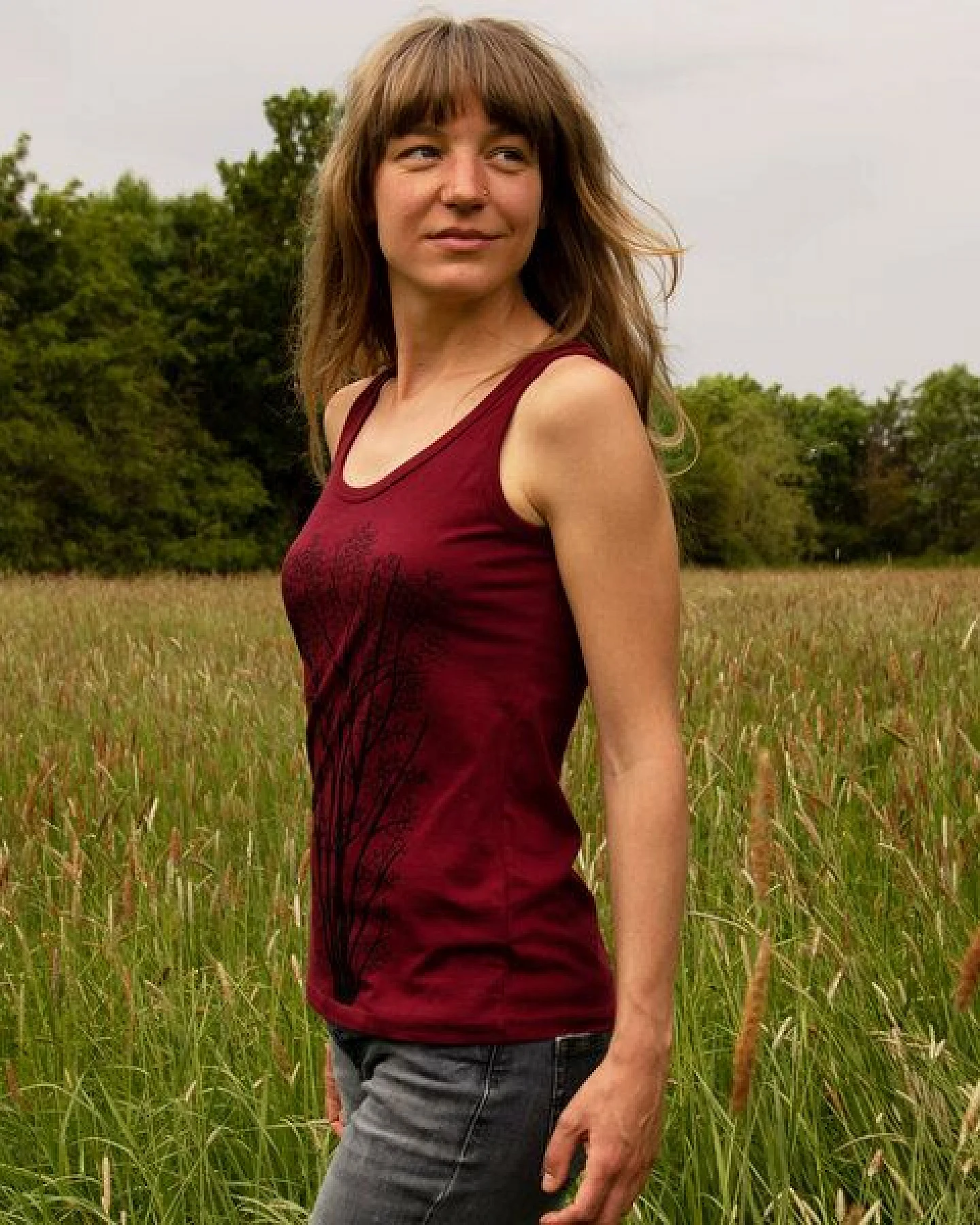 Cmig Damen Tank-Top Erle mit Elster in burgundy – Ansicht 2
