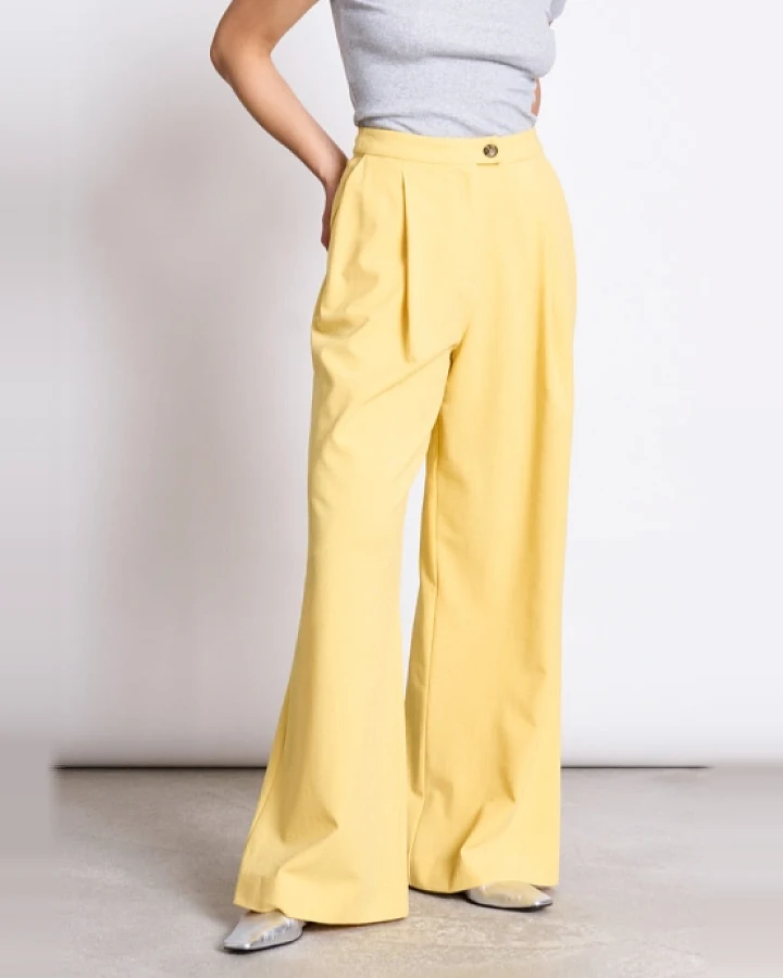 JAN 'N JUNE Damen vegan Hose Pleated Wide Niva Buttercup