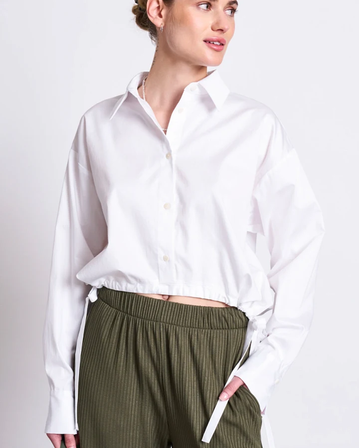 JAN 'N JUNE Damen vegan Shirt Drawstring Isted Weiß