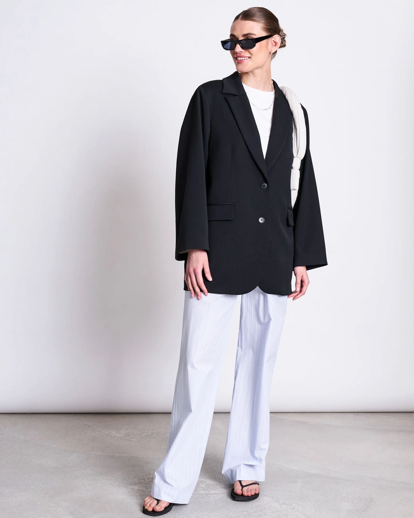JAN 'N JUNE Damen vegan Hose Soby Blau Weiß Gestreift – Ansicht 2