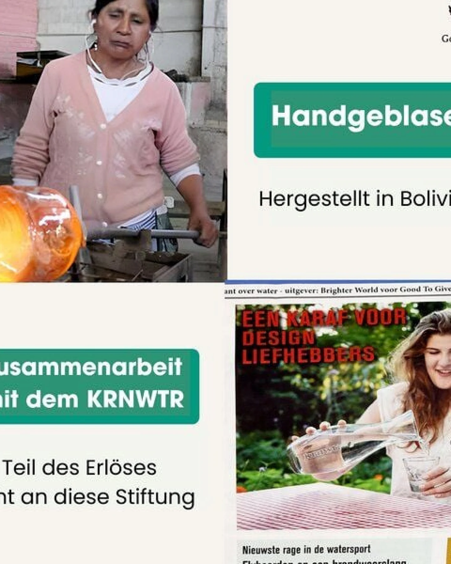 Good To Give Wasserkaraffe aus recyceltem Glas mit 2 Trinkgläsern – handgefertigtes Karaffen-Set – Ansicht 3