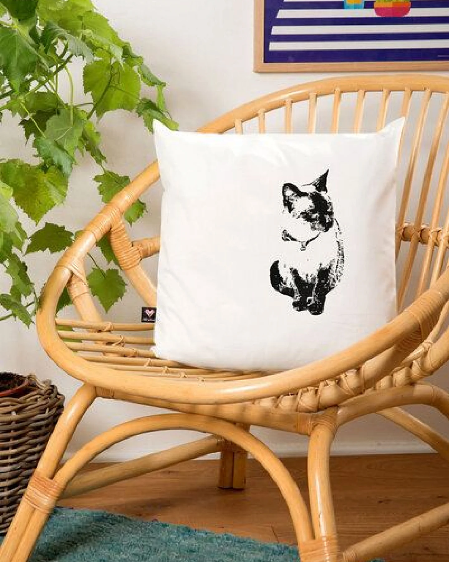 Hirschkind Bio-Kissenbezug 'Katze' weiß, 40*40cm – Ansicht 2
