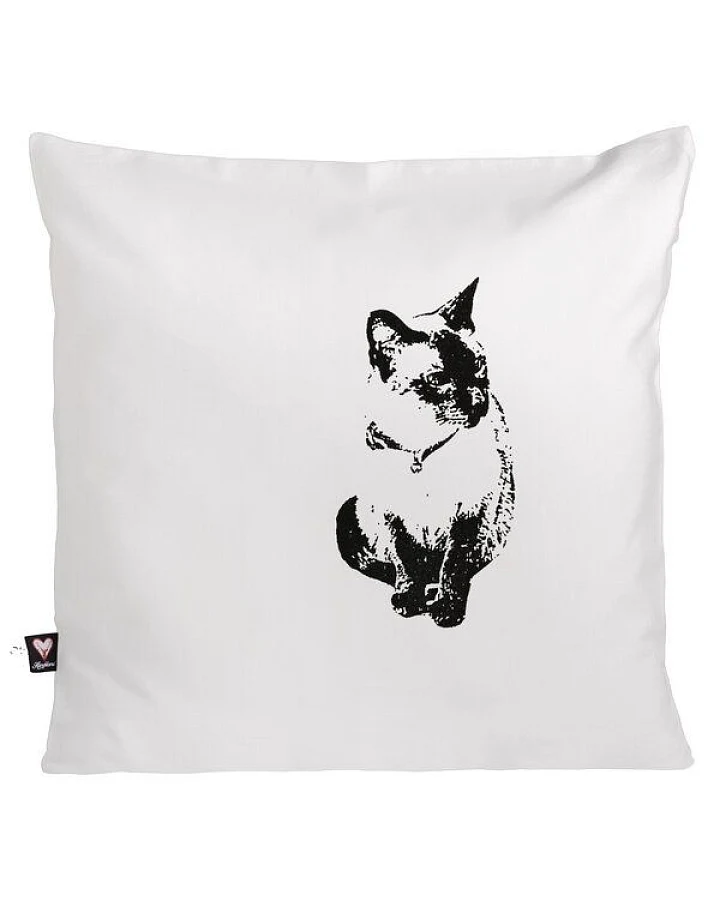 Hirschkind Bio-Kissenbezug 'Katze' weiß, 40*40cm
