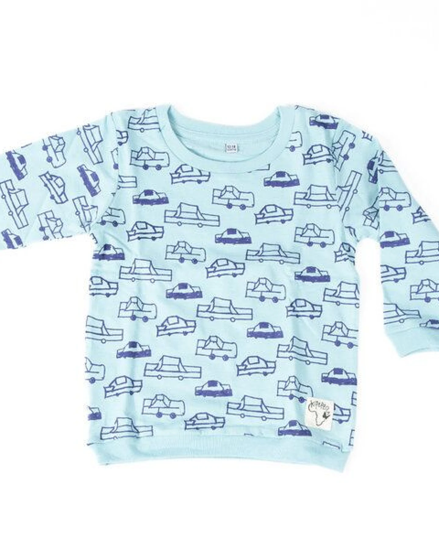 Kipepeo-Clothing Baby Schlafanzug Langarmshirt mit Hose aus Bio-Baumwolle „Cars“ hellblau- AUSLAUFMODEL! – Ansicht 2