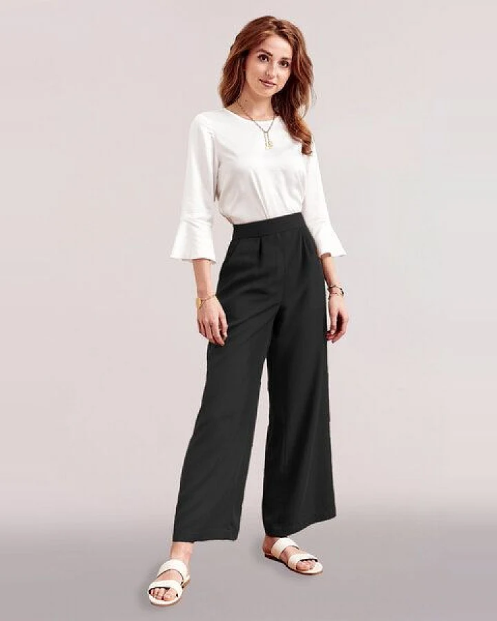 l'amour est bleu Weite Bundfaltenhose aus Tencel