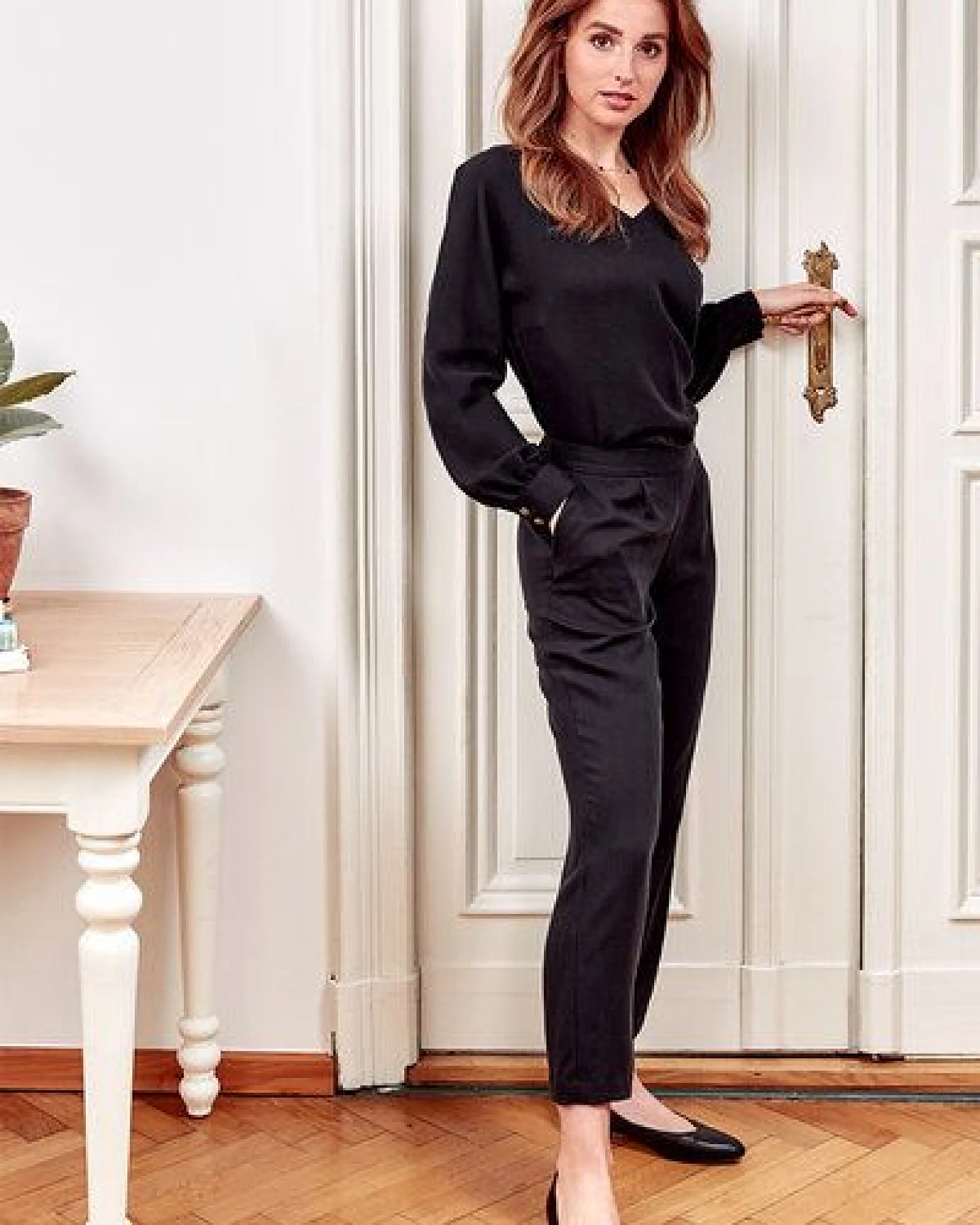 l'amour est bleu Schmale Bundfaltenhose aus Tencel – Ansicht 2