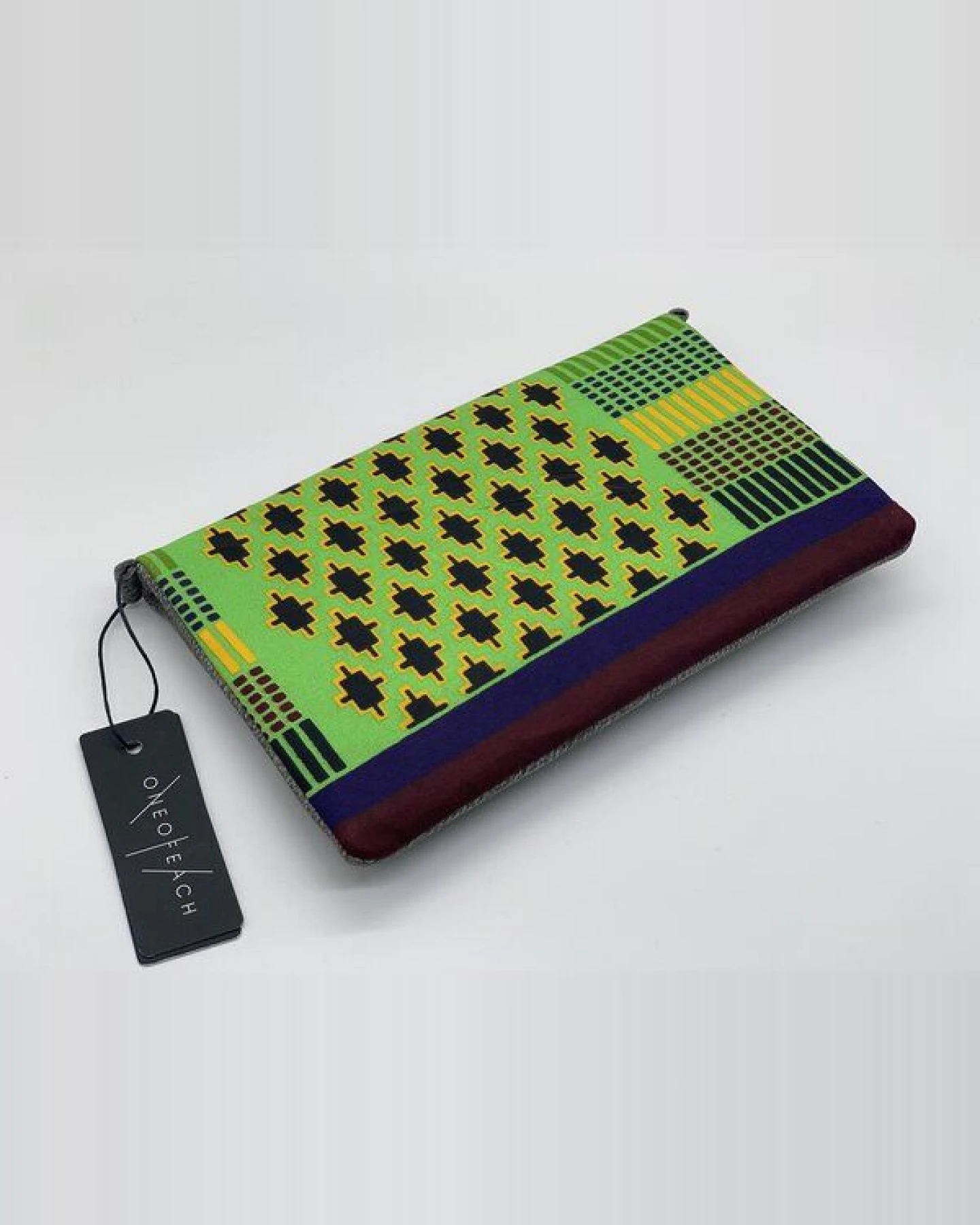 ONE OF EACH Clutch "Kenia" Handtasche aus Leder und Baumwollstoff mit afrikanischem Print – Ansicht 3