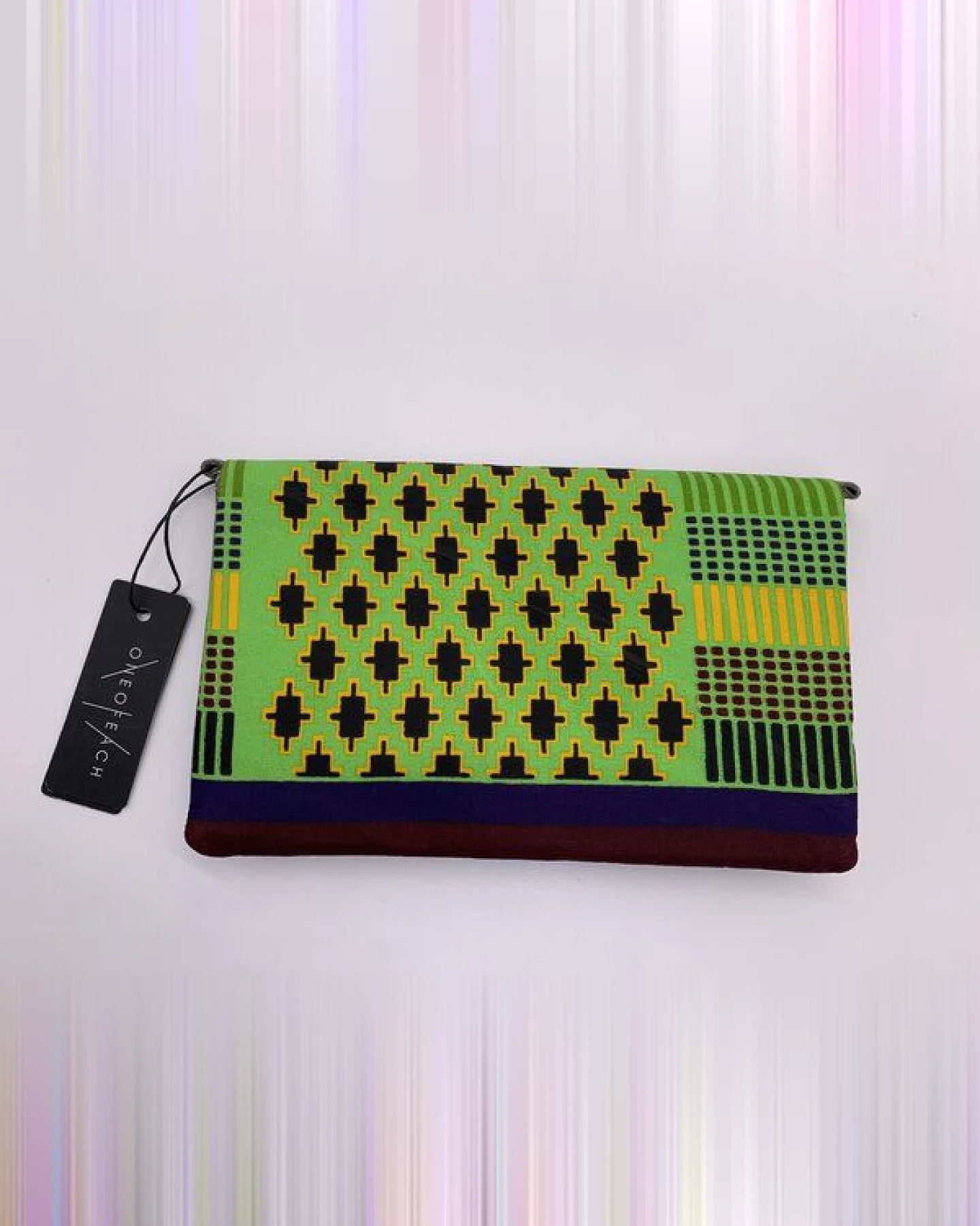 ONE OF EACH Clutch "Kenia" Handtasche aus Leder und Baumwollstoff mit afrikanischem Print – Ansicht 4