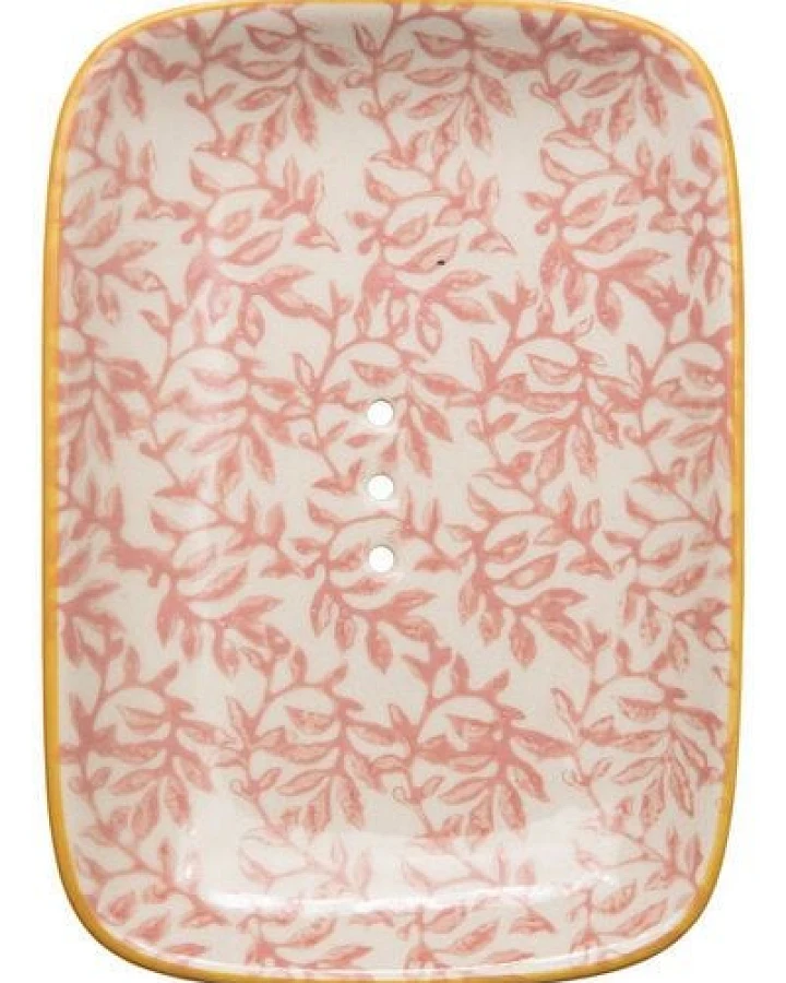 TRANQUILLO Seifenschale aus Steinzeug mit floralen Mustern und Ornamenten 13,5 cm