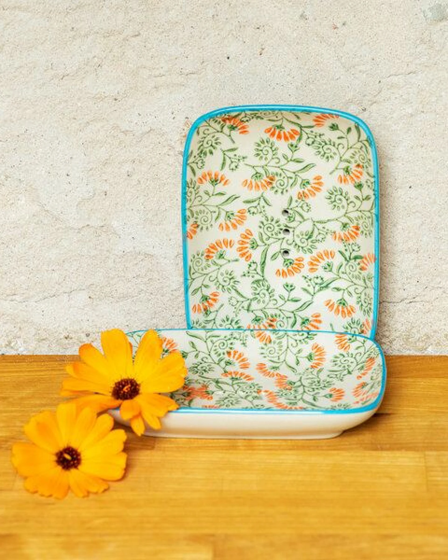 TRANQUILLO Seifenschale aus Steinzeug mit floralen Mustern und Ornamenten 13,5 cm – Ansicht 3