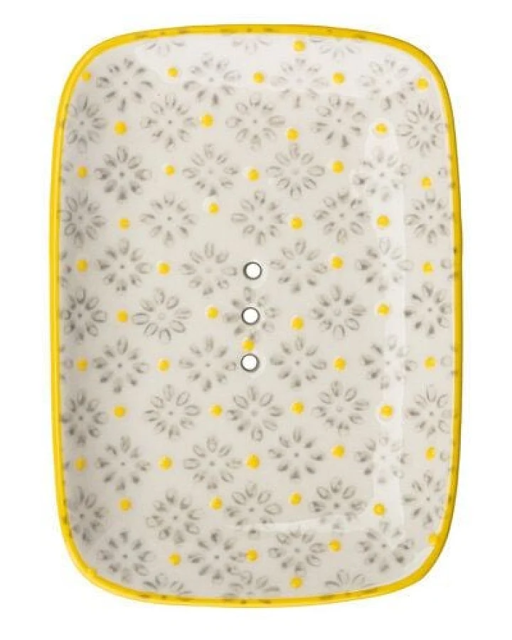TRANQUILLO Seifenschale aus Steinzeug mit floralen Mustern und Ornamenten 13,5 cm