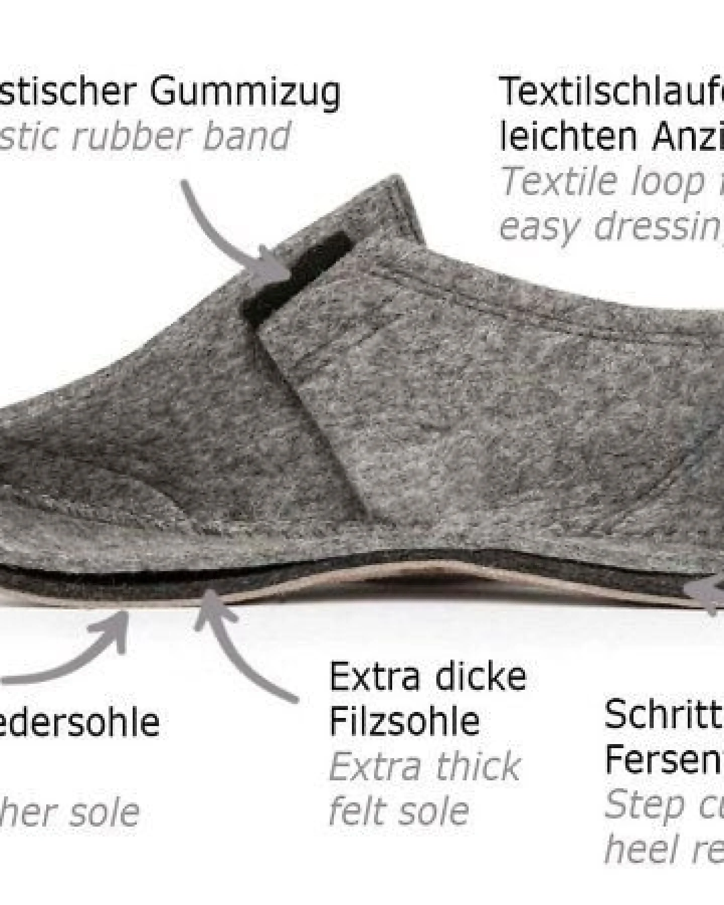 WoolFit moderne Filz-Hausschuhe „Taiga“ mit geschlossener Form für einen stabilen Sitz – Ansicht 4