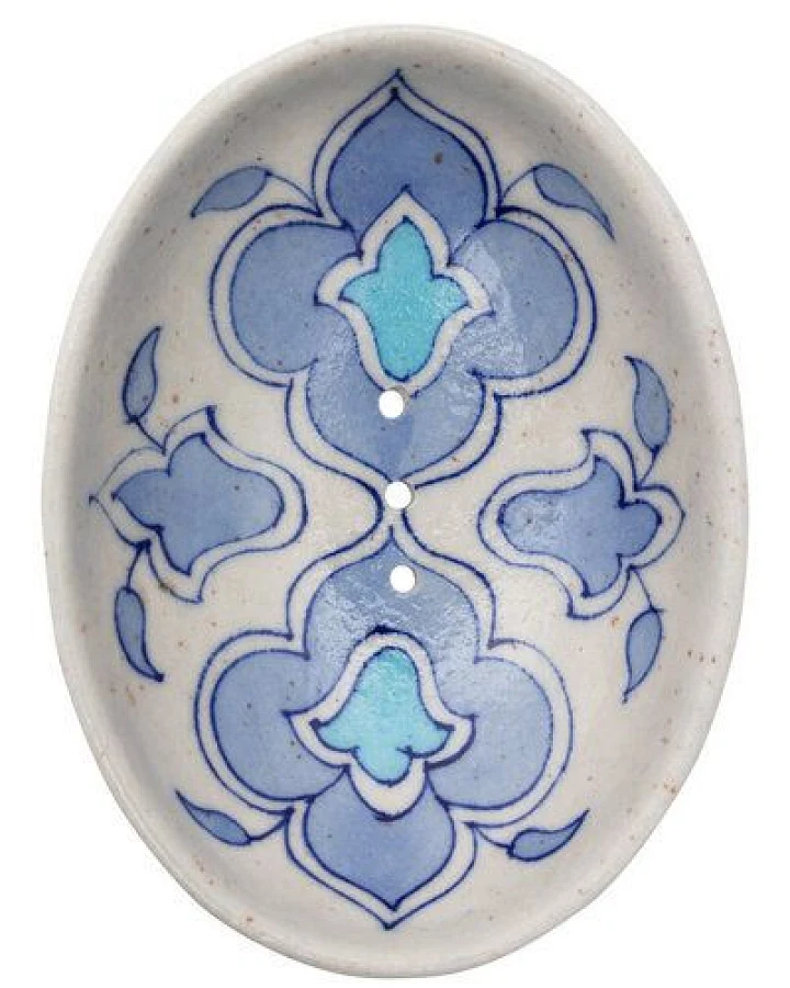 TRANQUILLO Blue Pottery Seifenschale von Hand geformt und bemalt