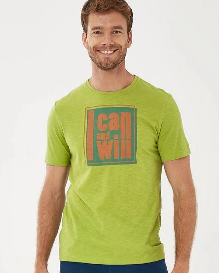 ORGANICATION T-Shirt aus Bio-Baumwolle mit Text-Print