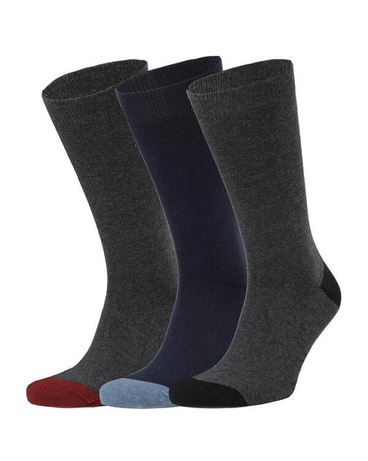 Opi & Max 3er Set Contrast Heel and Toe Office Sock