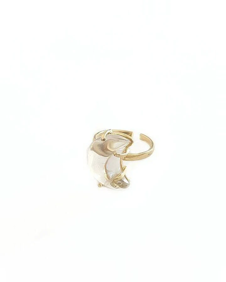 Crystal and Sage Bergkristall Mond Ring gold filled