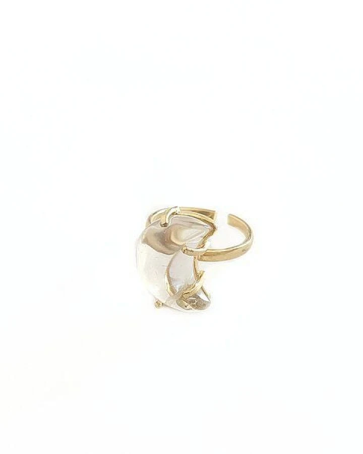 Crystal and Sage Bergkristall Mond Ring gold filled
