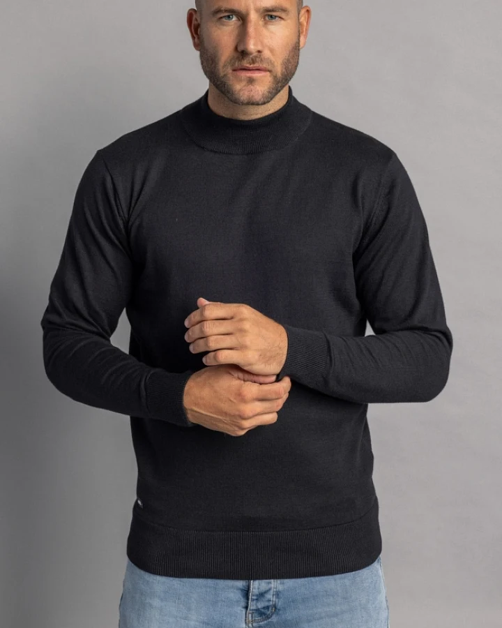 DIRTS Herren vegan Pullover Mock Neck Schwarz