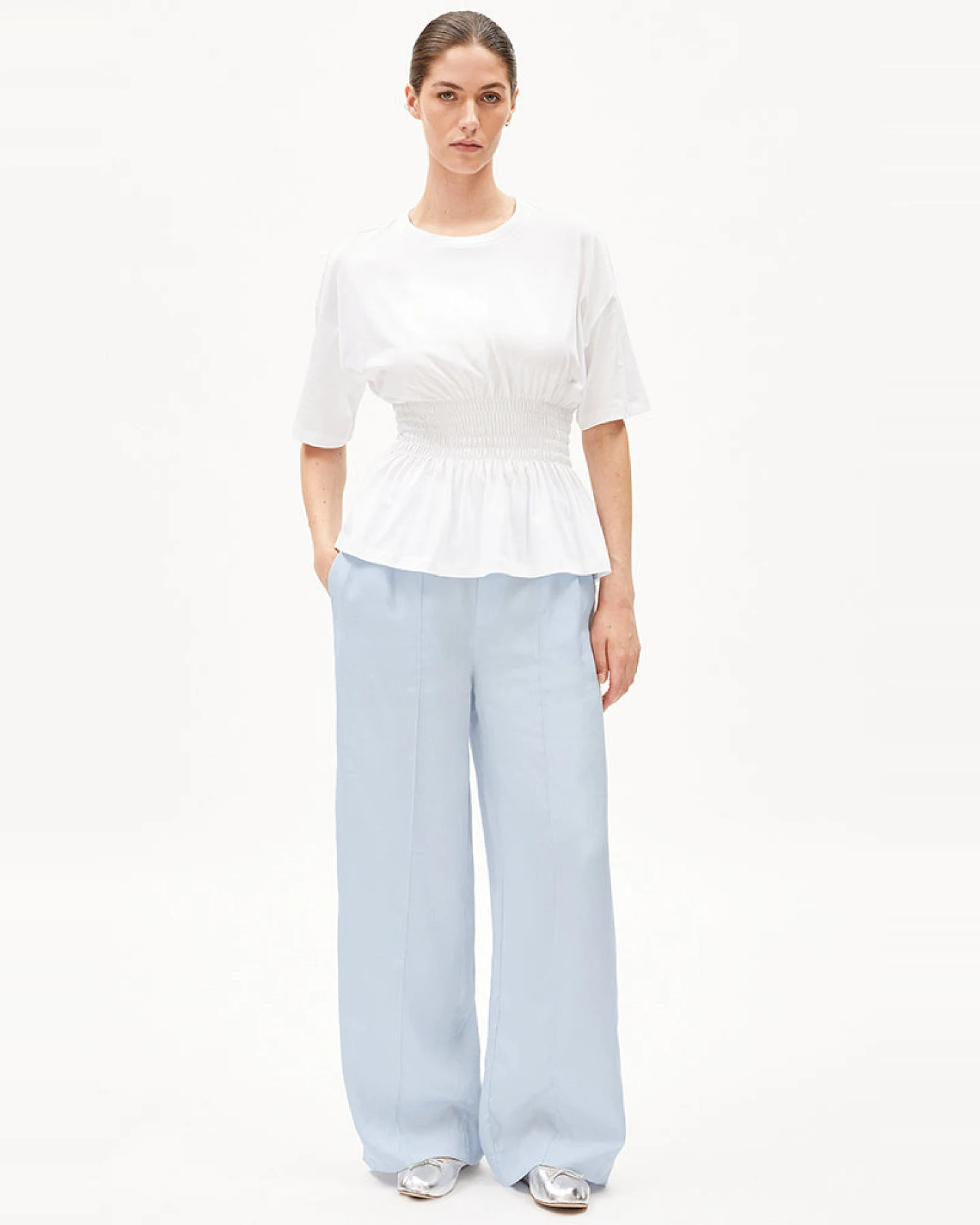 ARMEDANGELS Damen vegan Hose Jonvaali Morning Himmelblau – Ansicht 2