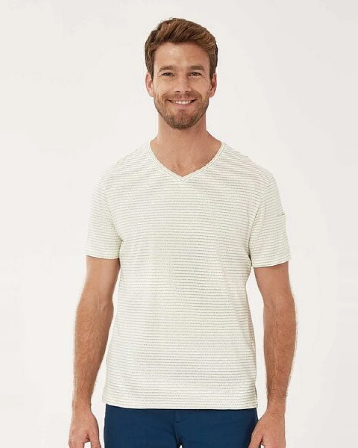 ORGANICATION Gestreiftes T-Shirt aus Bio-Baumwolle mit Ärmeltasche