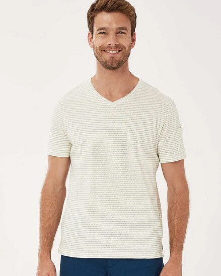 ORGANICATION Gestreiftes T-Shirt aus Bio-Baumwolle mit Ärmeltasche
