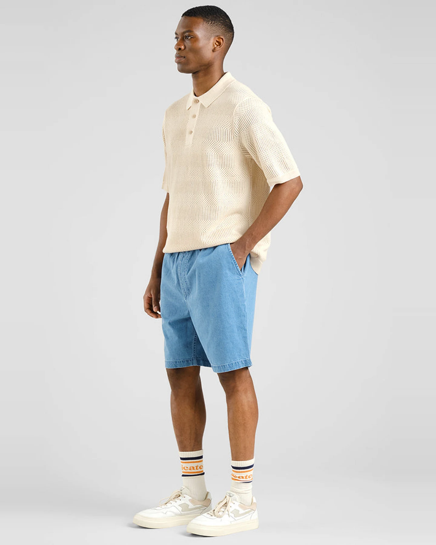 DEDICATED Herren vegan Shorts Denim Vejle Blau – Ansicht 2