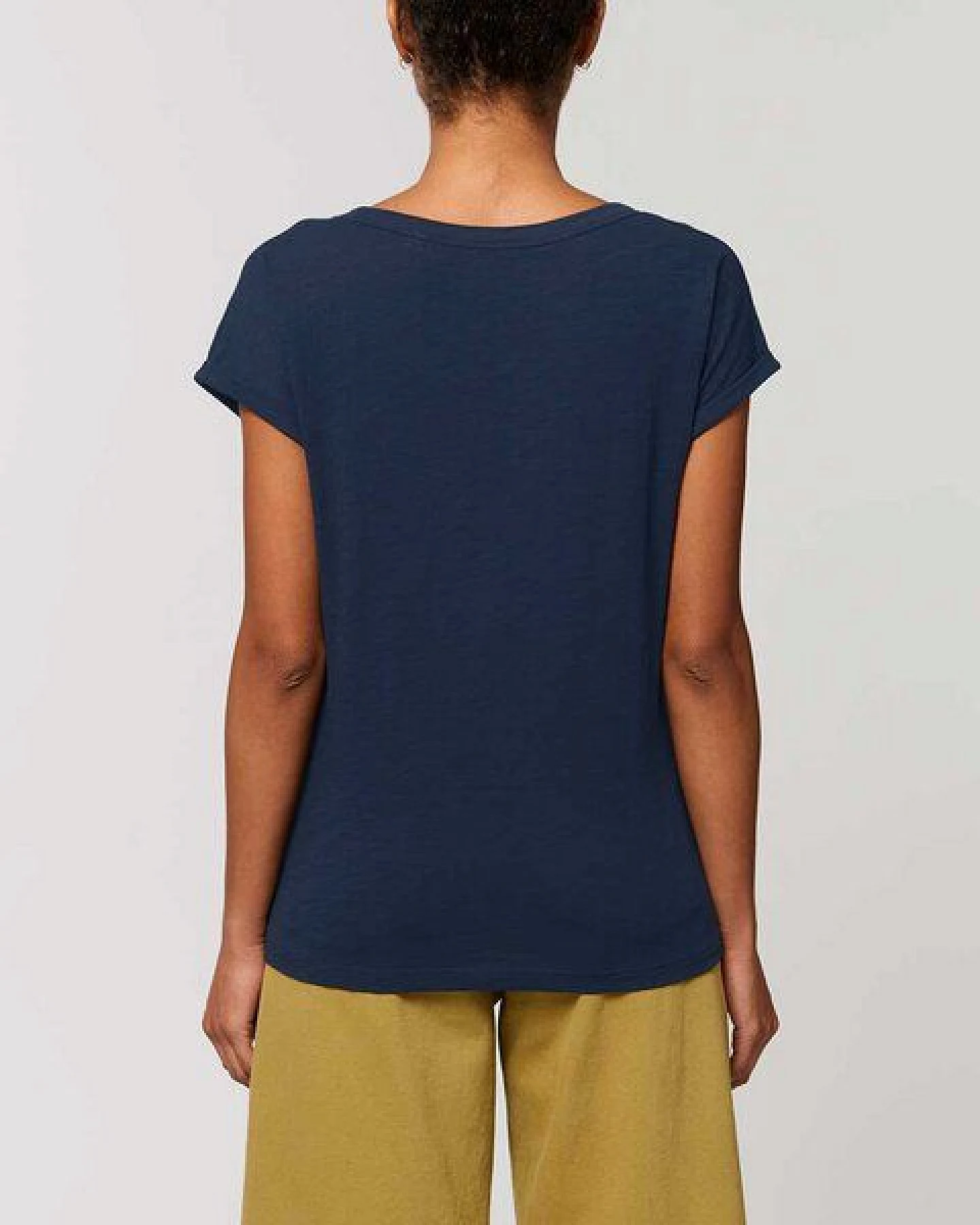 YTWOO Leichtes Damen T-Shirt in Slub Optik mit gerollten Ärmeln – Ansicht 3