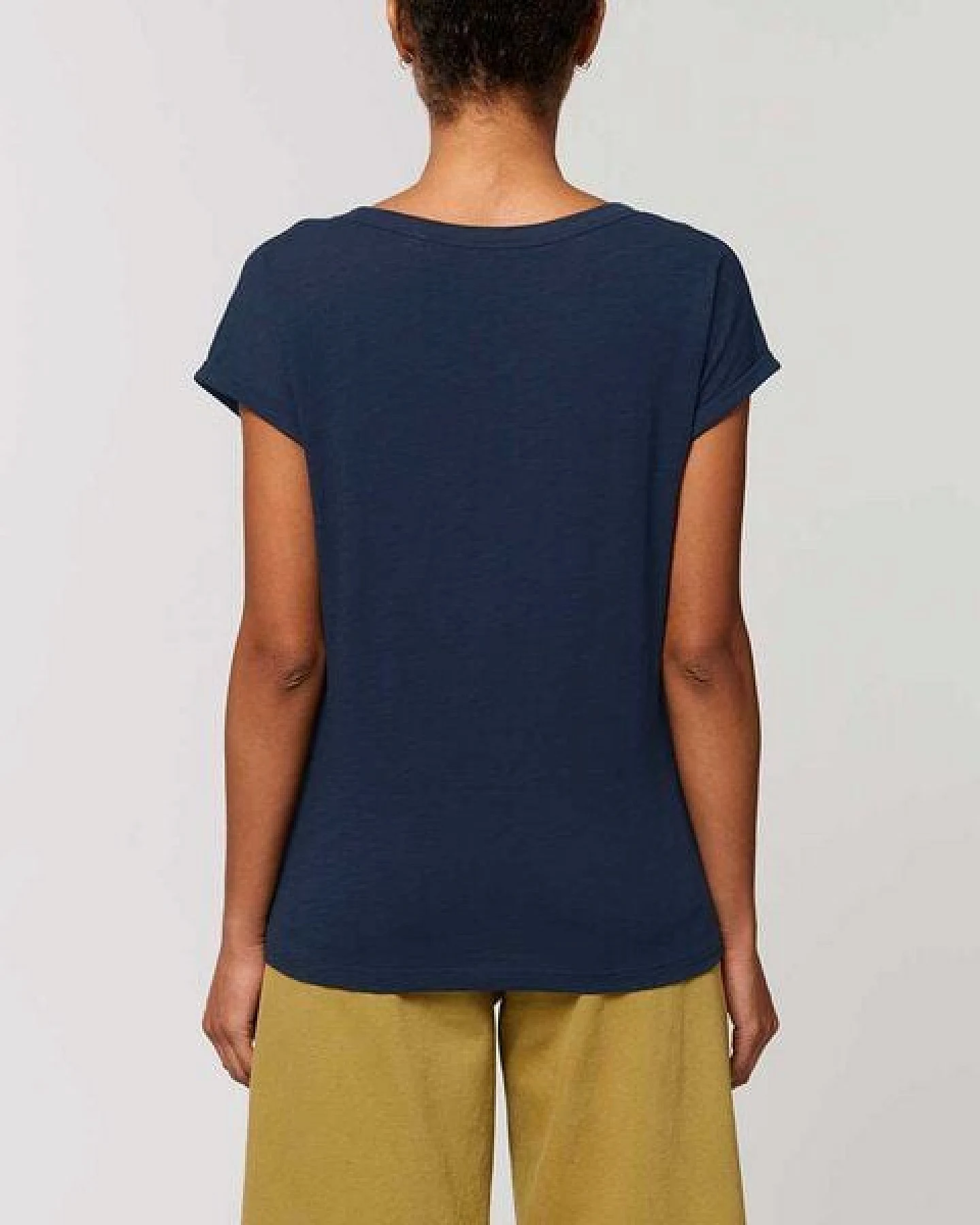 YTWOO Leichtes Damen T-Shirt in Slub Optik mit gerollten Ärmeln – Ansicht 3