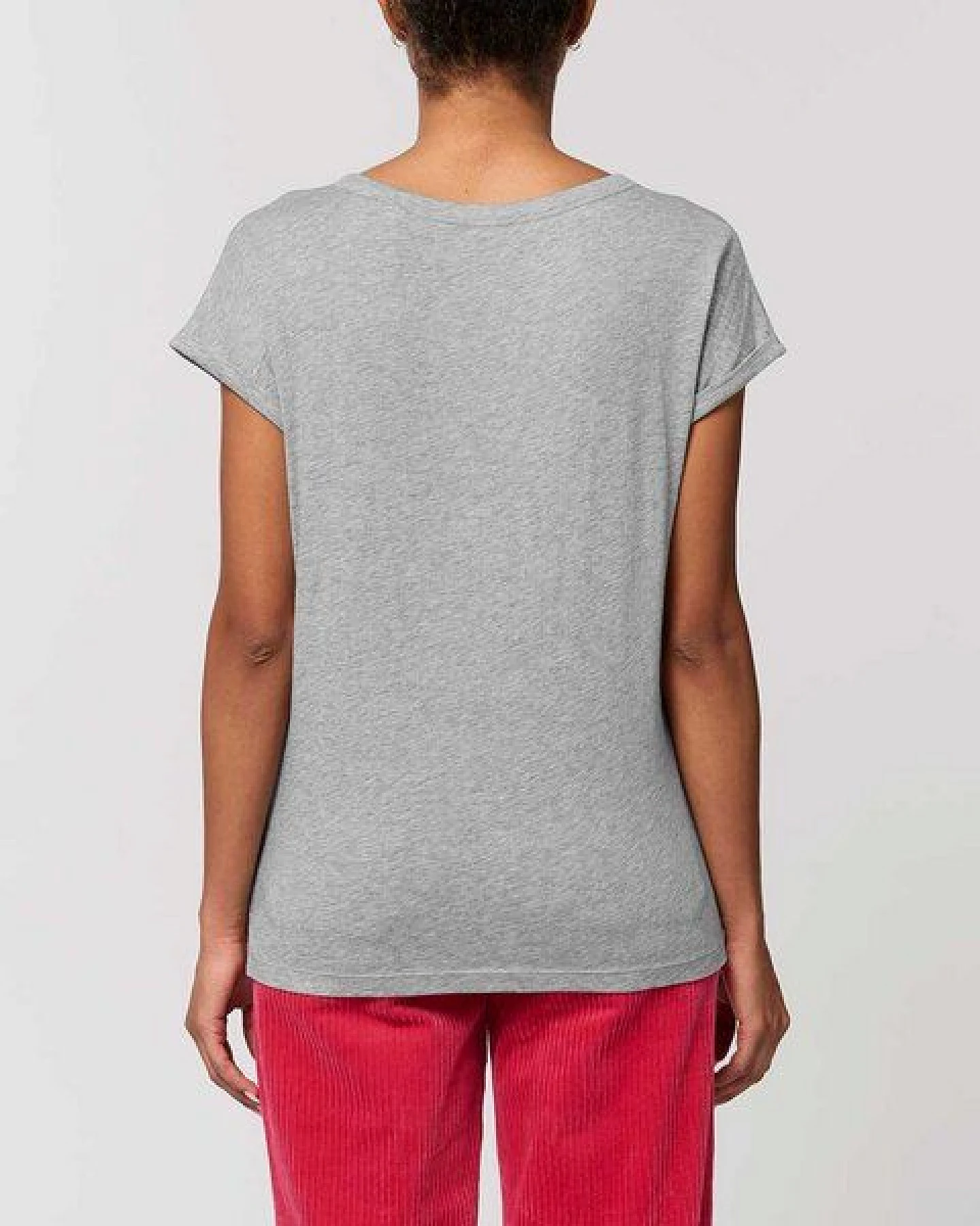 YTWOO Leichtes Damen T-Shirt in Slub Optik mit gerollten Ärmeln – Ansicht 3