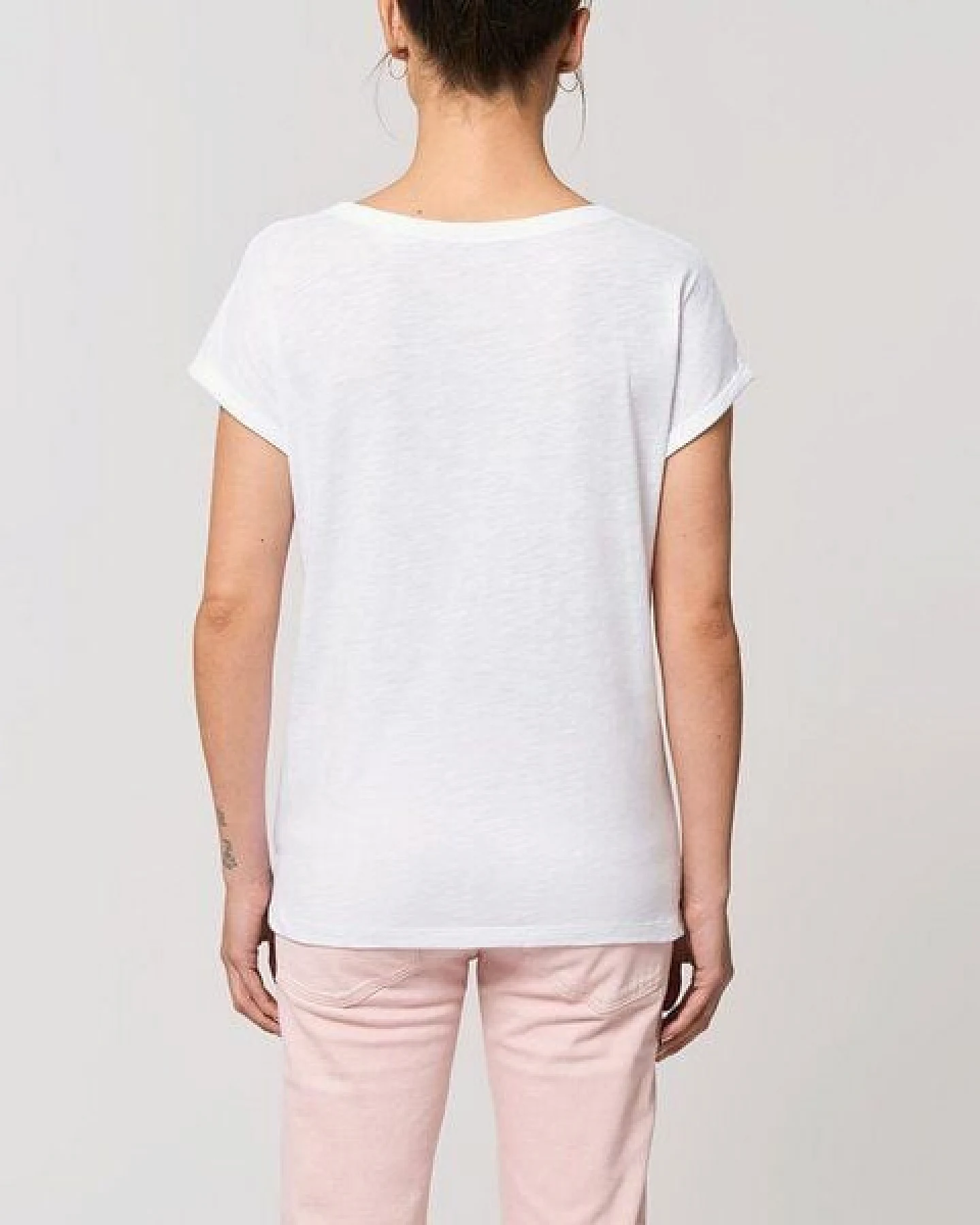YTWOO Leichtes Damen T-Shirt in Slub Optik mit gerollten Ärmeln – Ansicht 3