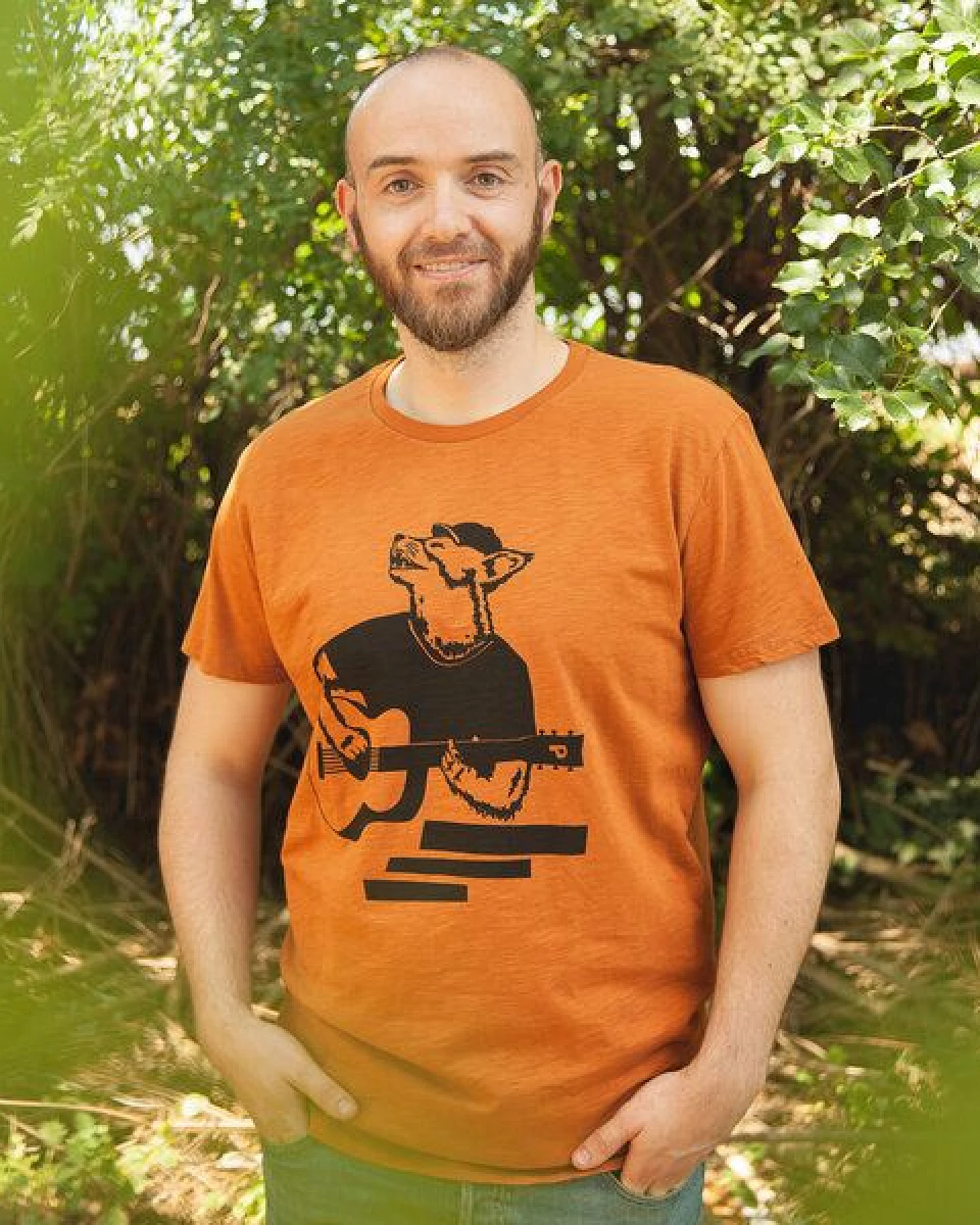 päfjes Frank Fuchs/Gitarre Fuchs - Fair gehandeltes Männer T-Shirt - Slub Orange – Ansicht 2