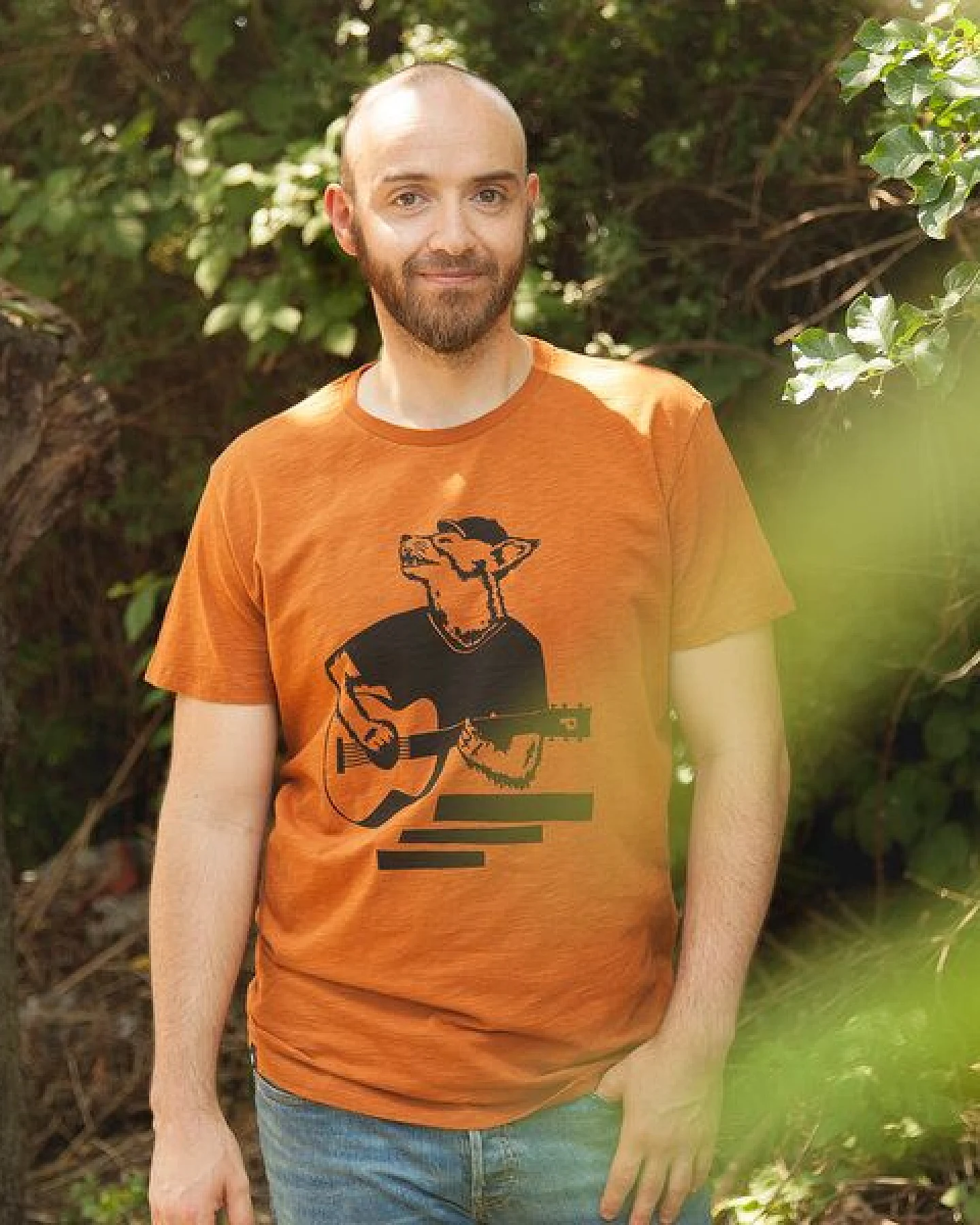 päfjes Frank Fuchs/Gitarre Fuchs - Fair gehandeltes Männer T-Shirt - Slub Orange – Ansicht 3