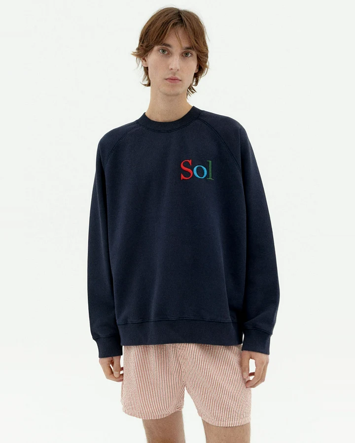 Thinking MU Herren vegan Sweatshirt Sun Type Pepe Marineblau