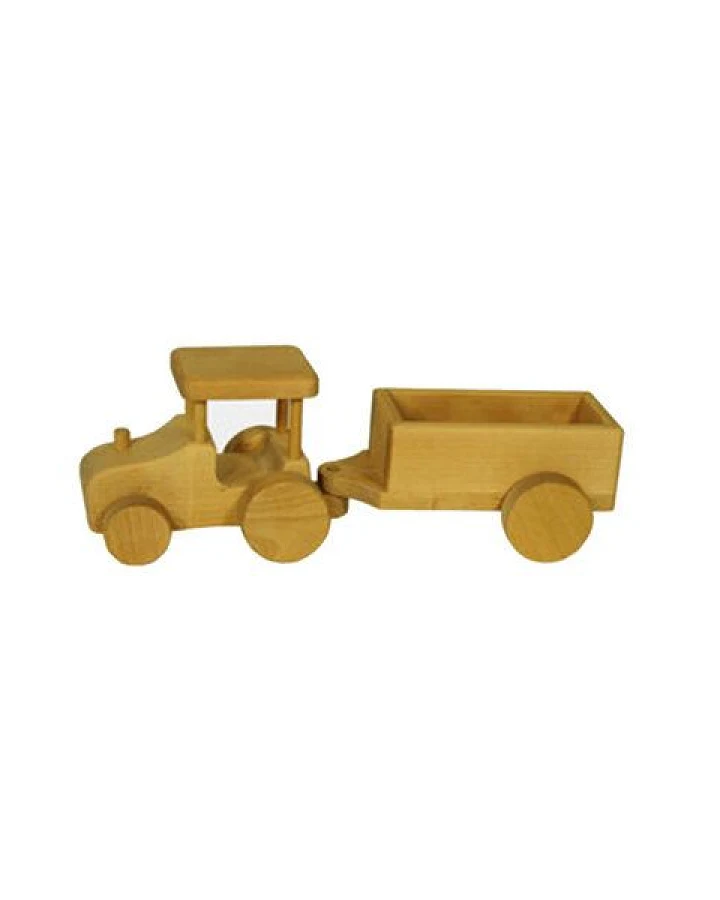 Mitienda Shop Traktor mit Anhänger aus Holz 33cm
