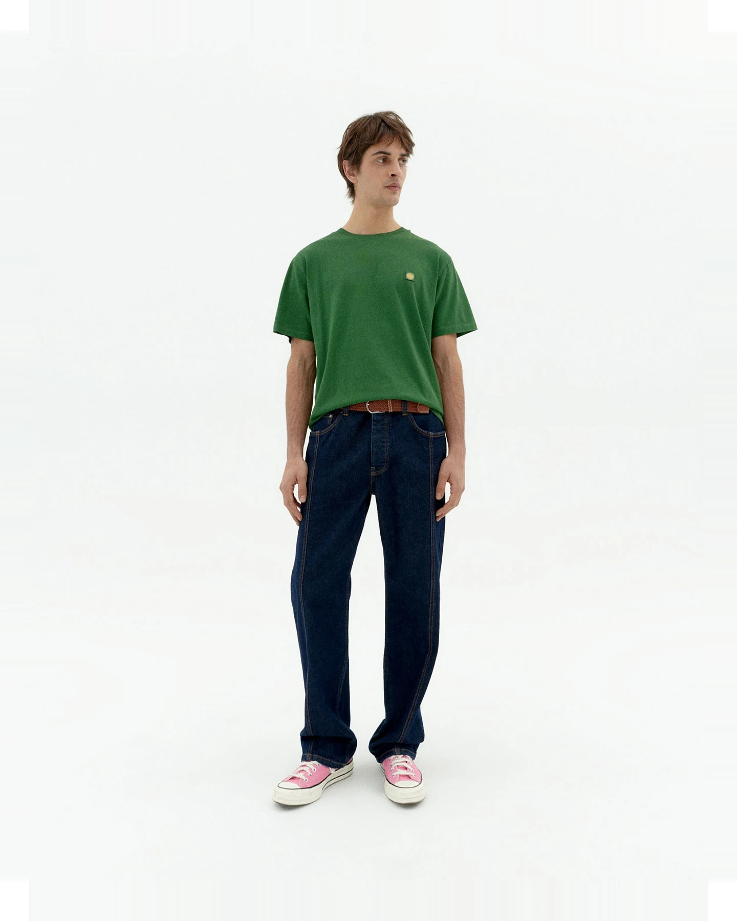 Thinking MU Herren vegan T-Shirt Mit Gelber Sonne Rückseite Grün – Ansicht 2