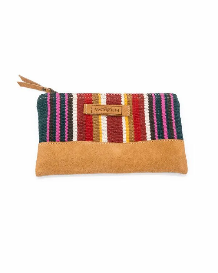 Damen Börse Geldbörse Kosmetiktäschchen "Woven Lea Zip Purse" bunt Retro