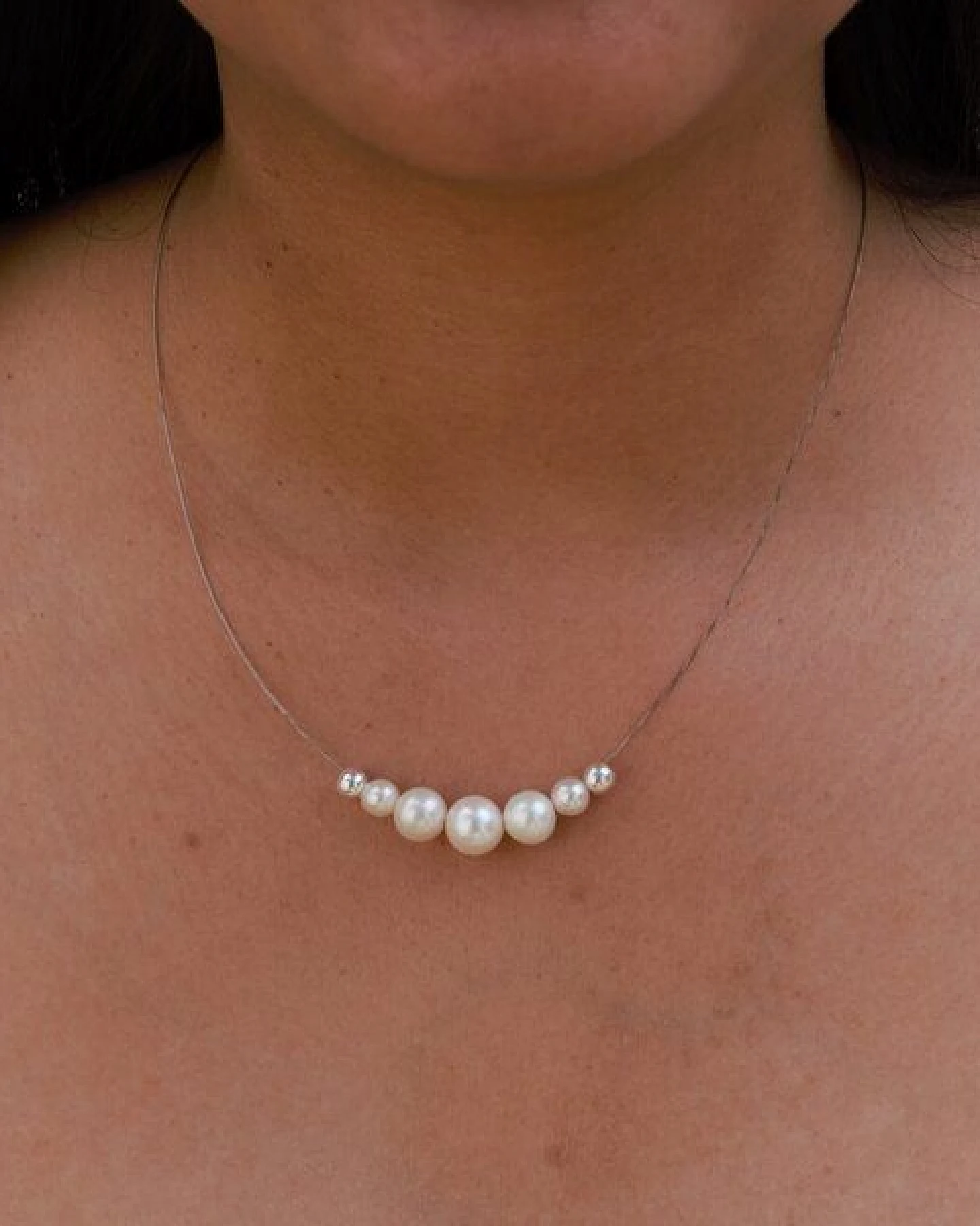 pakilia Silber Kette Fünf Perlen Fair-Trade und handmade – Ansicht 3