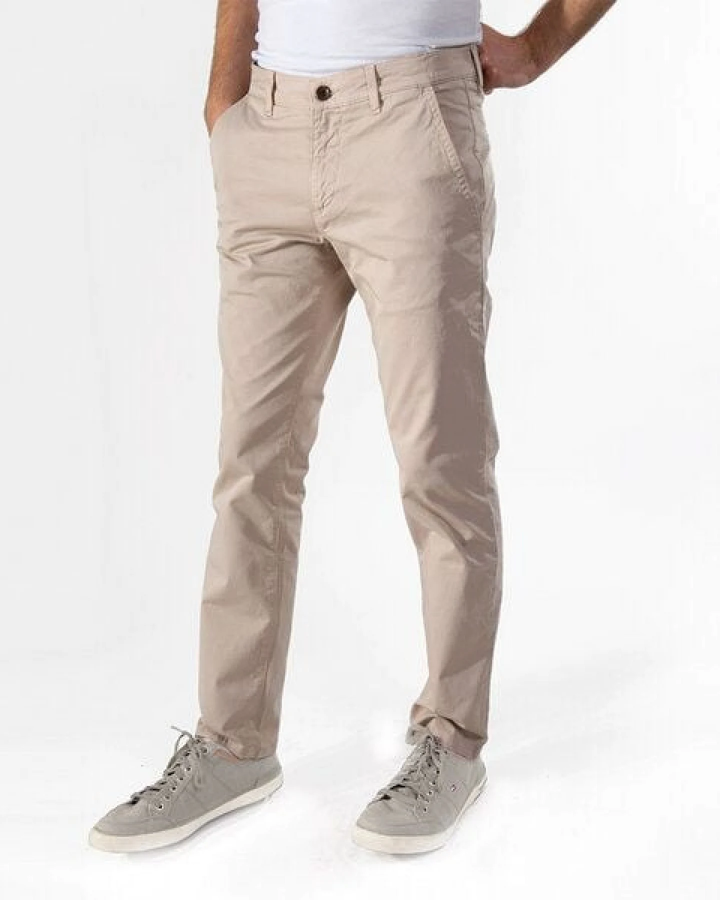 fairjeans Chino in Farbe Sand aus Bio-Baumwolle, faire Hose, GOTS – Ansicht 2