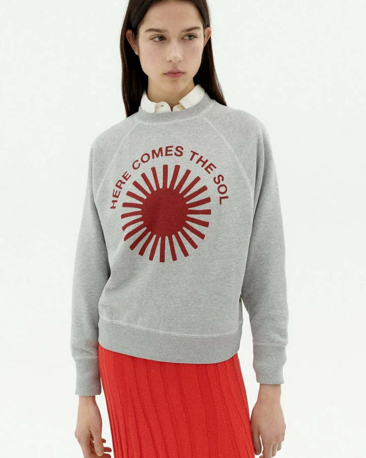 Thinking MU Damen vegan Sweatshirt Bonnie Retro Sun Grau