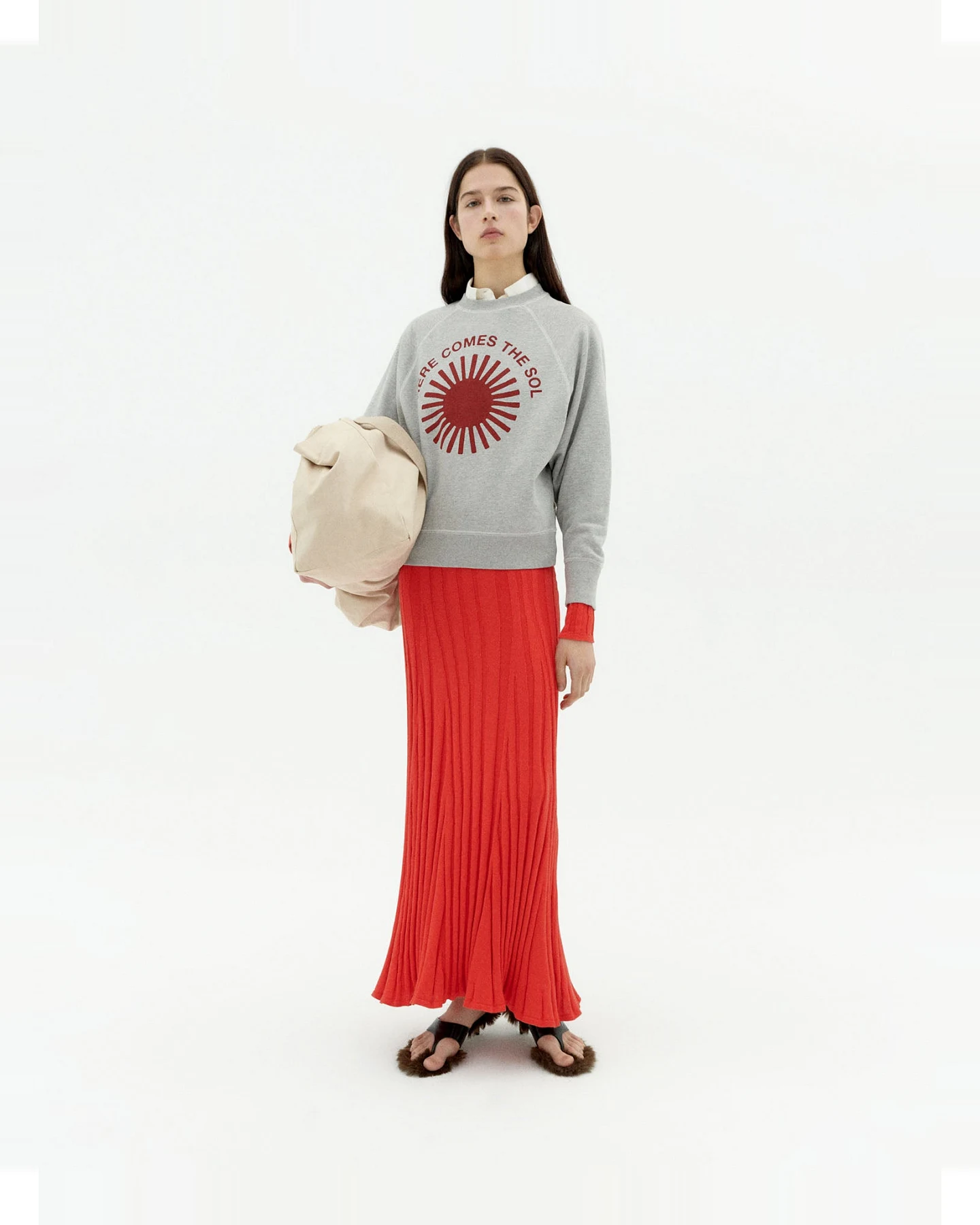 Thinking MU Damen vegan Sweatshirt Bonnie Retro Sun Grau – Ansicht 2