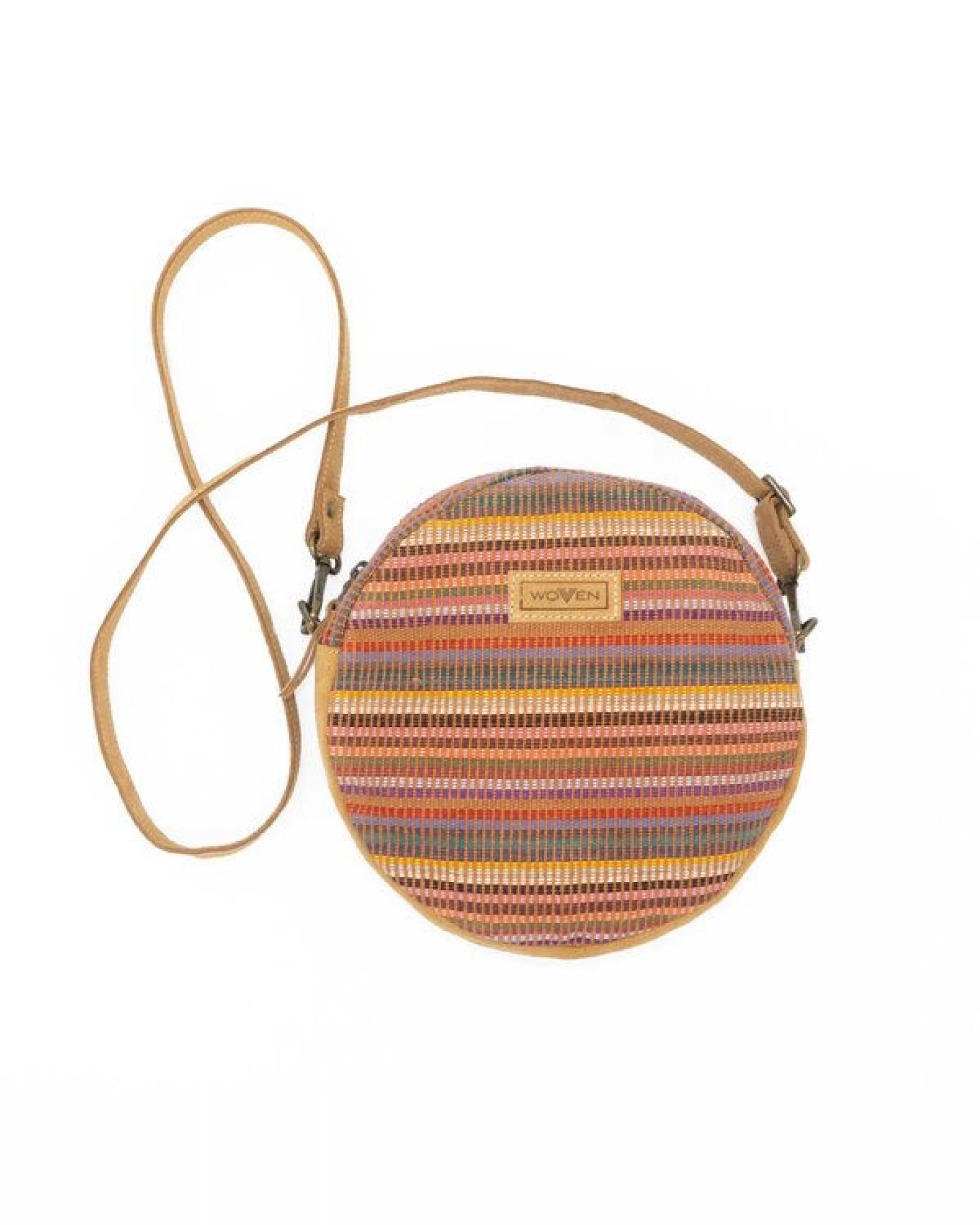 Damen Tasche Umhängetasche Rundtasche "Woven Lea Round Side Bag" Leder/Baumwolle – Ansicht 2