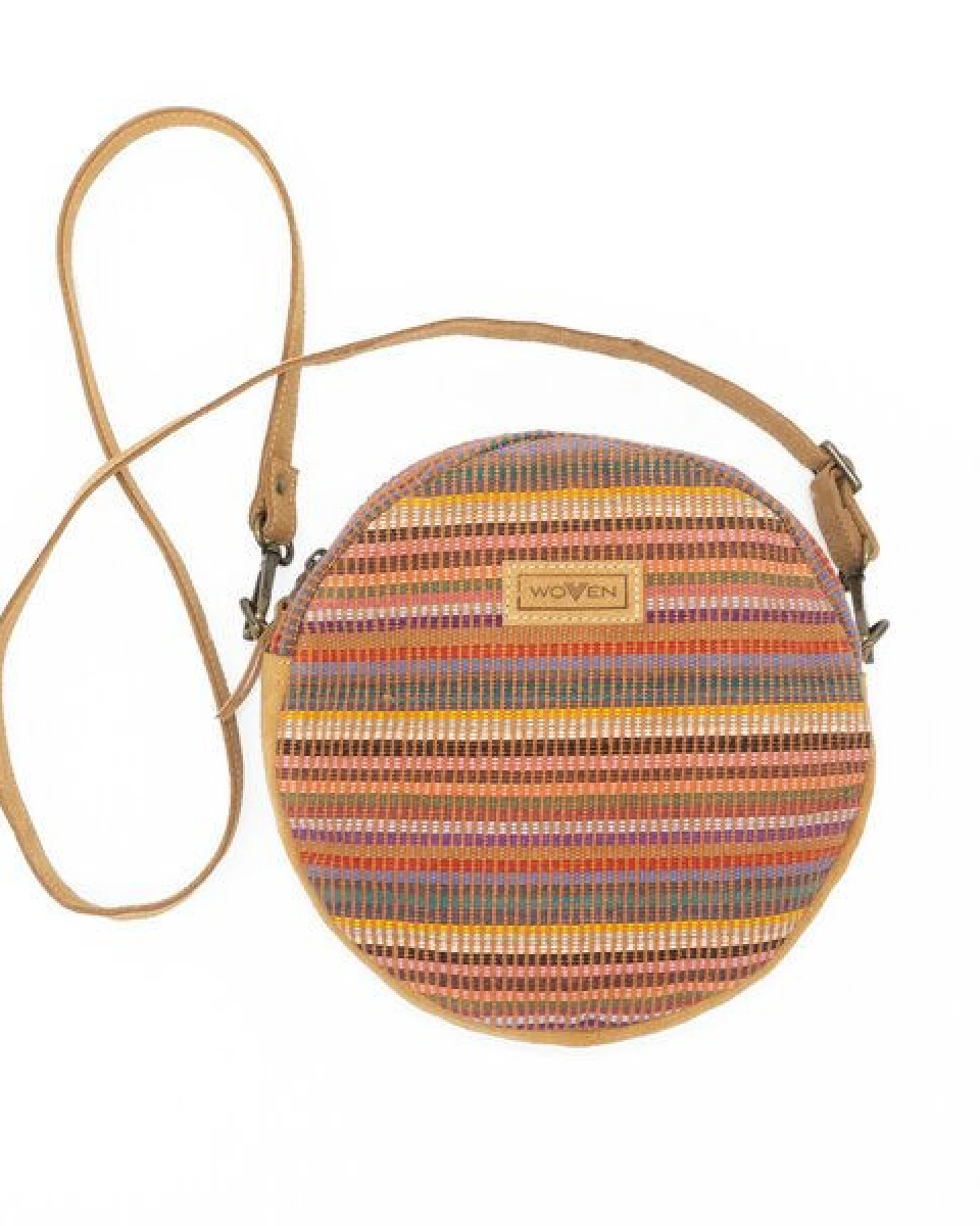 Damen Tasche Umhängetasche Rundtasche "Woven Lea Round Side Bag" Leder/Baumwolle – Ansicht 2