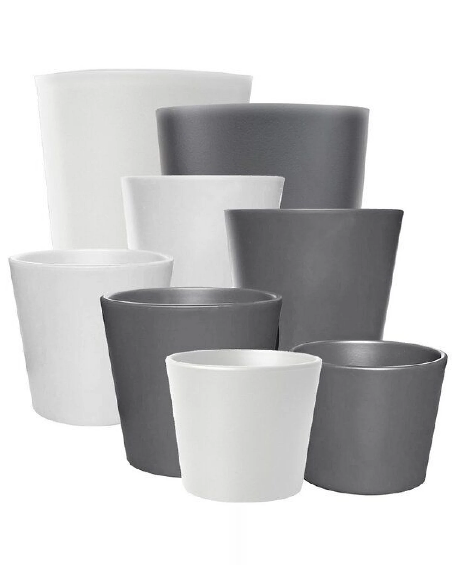 NATUREHOME Blumentopf Übertopf Keramik Weiß Anthrazit – Ansicht 2