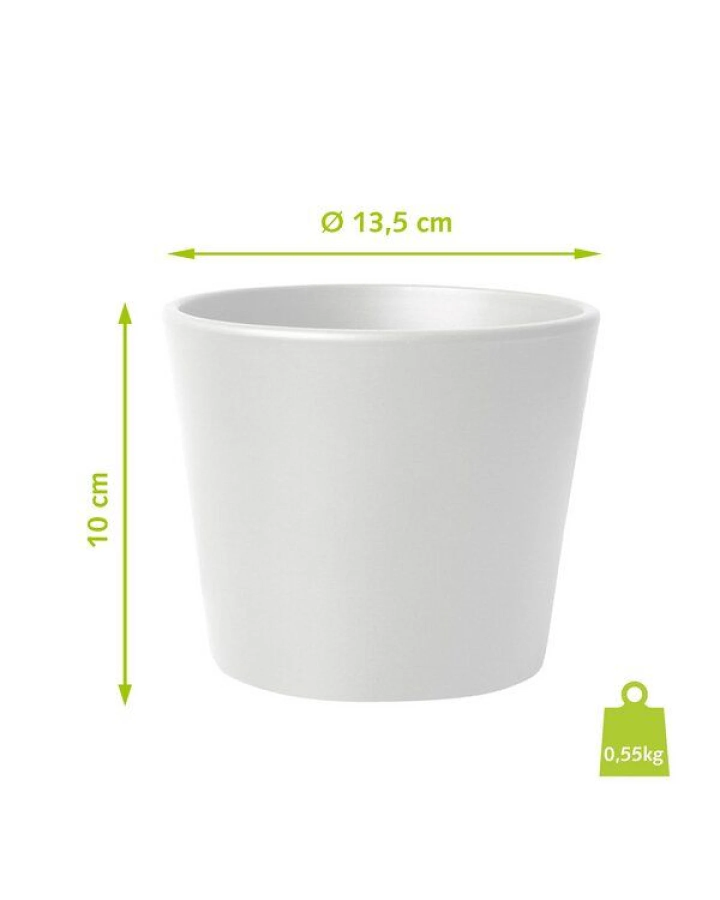 NATUREHOME Blumentopf Übertopf Keramik Weiß Anthrazit – Ansicht 3