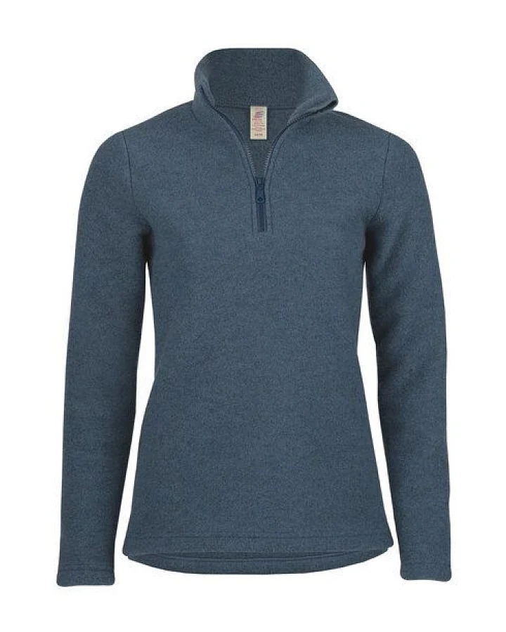 Engel Natur Damen Fleece-Pullover reine Bio-Schurwolle