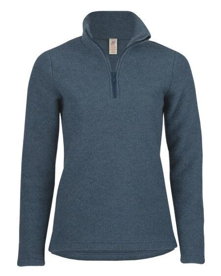 Engel Natur Damen Fleece-Pullover reine Bio-Schurwolle