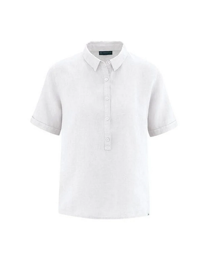 HempAge Damen Kurzarm-Bluse aus reinem Hanf