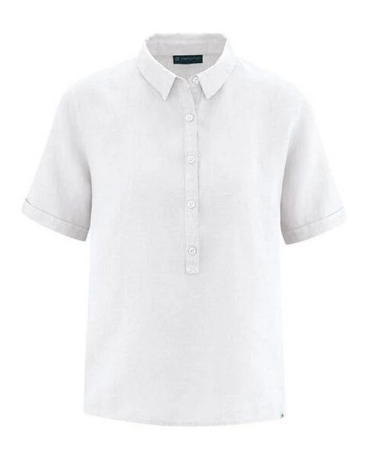 HempAge Damen Kurzarm-Bluse aus reinem Hanf
