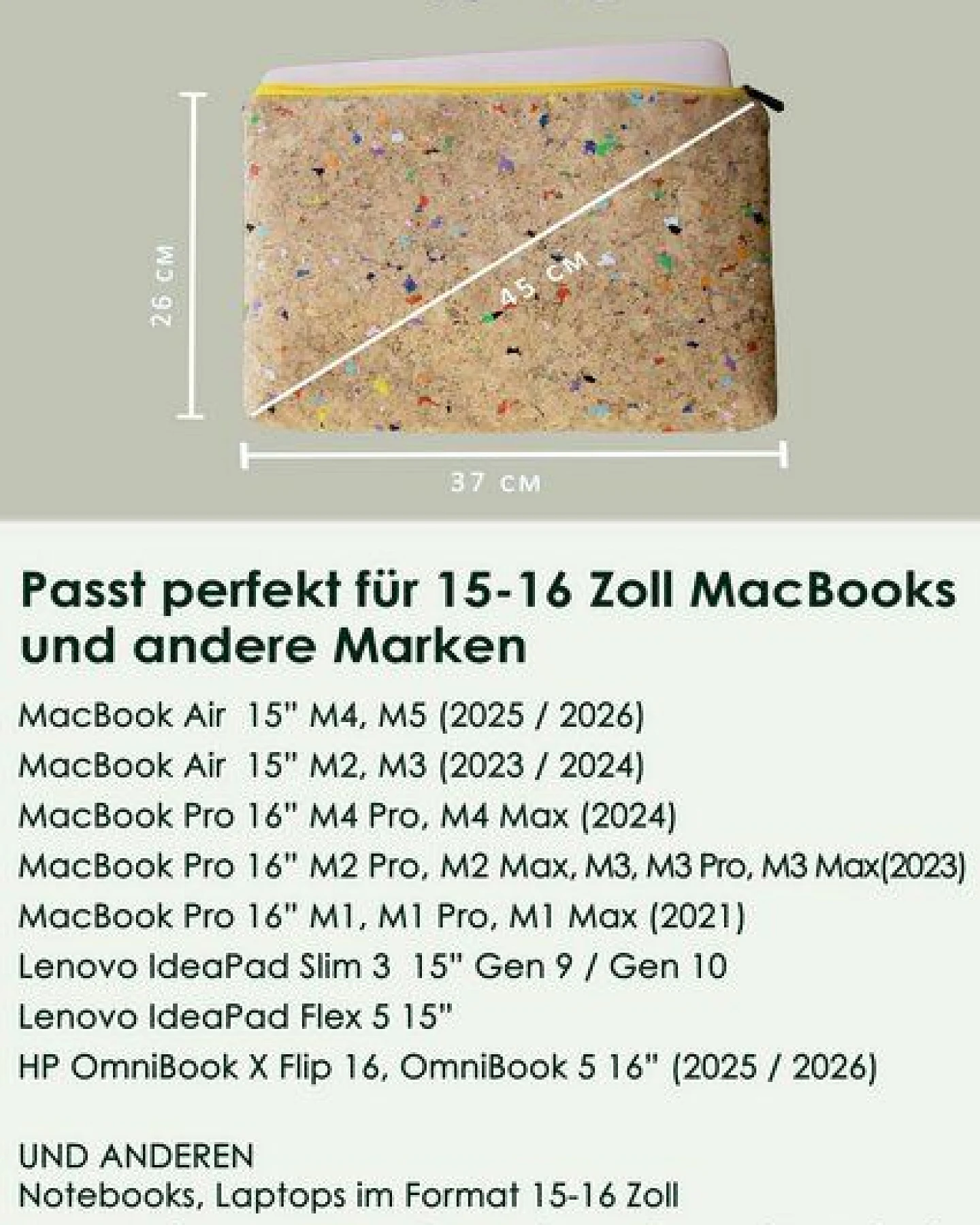 BY COPALA Nachhaltige 15–16 Zoll Kork Laptoptasche – Ansicht 2