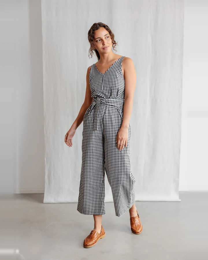 Jyoti Fair Works Damen vegan Jumpsuit Biologisch Baumwolle Parva Kariert